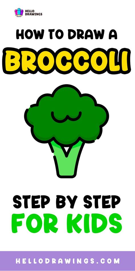 How to Draw a Broccoli | Simple Guide for Kids Trees Drawing Tutorial, Vegetable Drawing, Fruit Or Vegetable, Fruits Drawing, Flavorful Vegetables, Tree Drawing, Learn How To Draw, Basic Shapes, Food Drawing