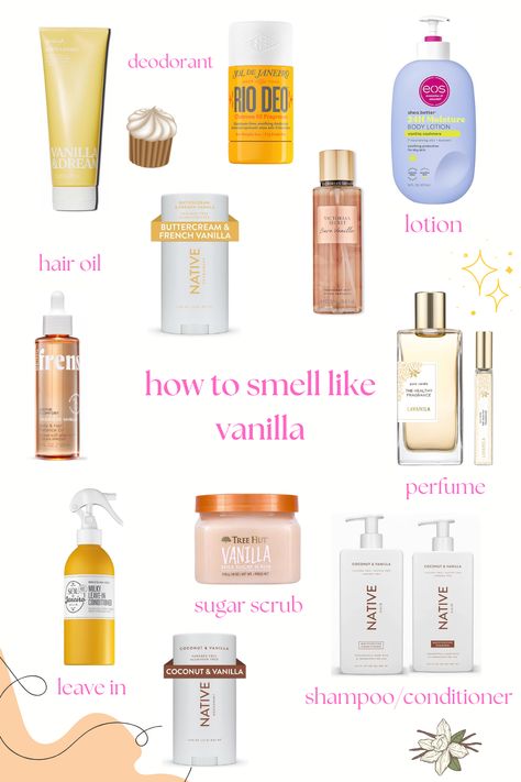 how to smell like vanilla all day long, long lasting vanilla smell, vanilla girl inspo, vanilla perfume, vanilla lotion, vanilla shampoo, vanilla conditioner, vanilla deodorant, vanilla scented products, vanilla girl, vanilla products, clean girl products, trending self care, perfume, trending perfume, trending lotion, how to smell good all day, how to smell good, what will make me smell good, best self care tips, best self care ideas, affordable self care products Vanilla Smelling Products, Vanilla Scented Products, Trending Perfume, Clean Girl Products, How To Smell Like Vanilla, How To Smell Good All Day, Shampoo Vanilla, Vanilla Conditioner, Affordable Self Care