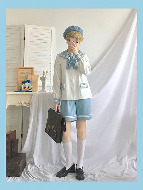 Kawaii Boy Outfits, Gaun Abad Pertengahan, Sailor Uniform, Kawaii Boy, J Fashion, Kawaii Clothes, Lolita Dress, Character Outfits