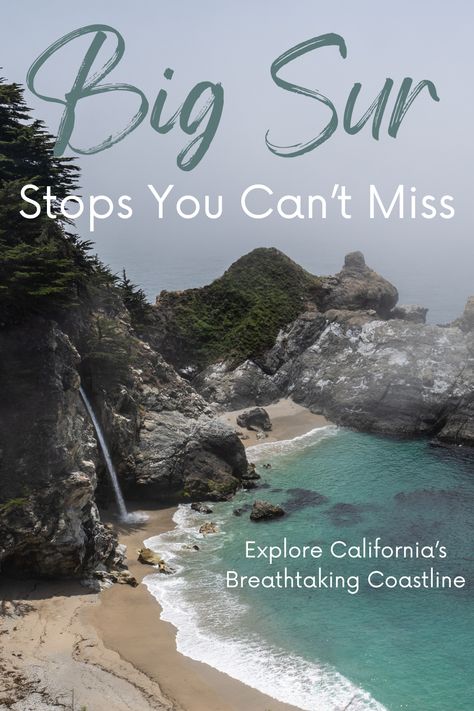 Big Sur is the dramatic coastline in California between Carmel and San Simeon. Here you can find breathtaking views, hiking trails, beaches, waterfalls and more. With so many incredible things to do in Big Sur it can be hard to decide what to visit. After multiple visits to Big Sur, I put together this guide with the 15 places you cannot miss on your Big Sur Road Trip to help you prioritize what to see in Big Sur.  #bigsur #summertravel #roadtrip #californialove #californiasummer #summer2024 Big Sur Road Trip, Big Sur Beach, California Coast Road Trip, Mcway Falls, Highway 101, San Simeon, California Summer, Big Sur California, Visit California