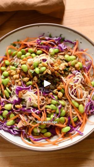 Tempeh Nuggets, Fried Tempeh, Cold Noodle Salad, Noodle Sauce, Sesame Noodle, Rainbow Veggies, Cabbage And Carrots, Noodle Salad Cold, Pho Soup