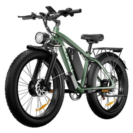 Bike Type:Electric Bike Age Range (Description):Adult Brand:Bluvall Number of Speeds:7 Wheel Size:26 Inches Frame Material:Aluminum Suspension Type:Front Special Feature:Dual Powerful Motors Included Components:Mudguard, Cargo Rack, Tool Kit Size:Large Brake Style:Disc Wheel Width:4 Inches Specific Uses For Product:Road, Off-road, Commuting Power Source:battery Wattage:2000 watts Warranty Type:Limited Maximum Weight Recommendation:330 Pounds Assembly Required:Yes Bicycle Gear Shifter Type:Trigge Bicycle Gear, Fat Tire Bikes, Fat Tire Electric Bike, Cargo Rack, Electric Bicycles, Fat Tire, Electric Bicycle, Electric Bike, Tool Kit