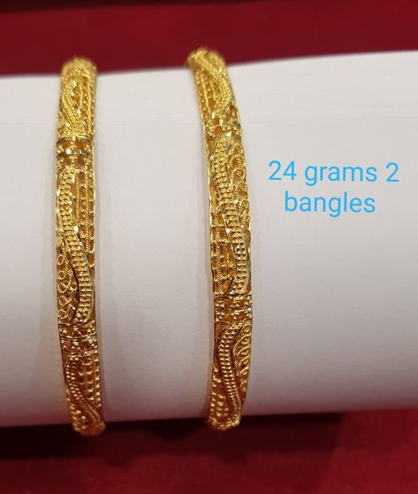 New Model Bangles Gold, Bride Bangles, Gold Bangle Watch, Plain Gold Bangles, Gold Earrings For Kids, Solid Gold Bangle, Gold Necklace Wedding, Gold Bangles Indian, Jewelry Bangles