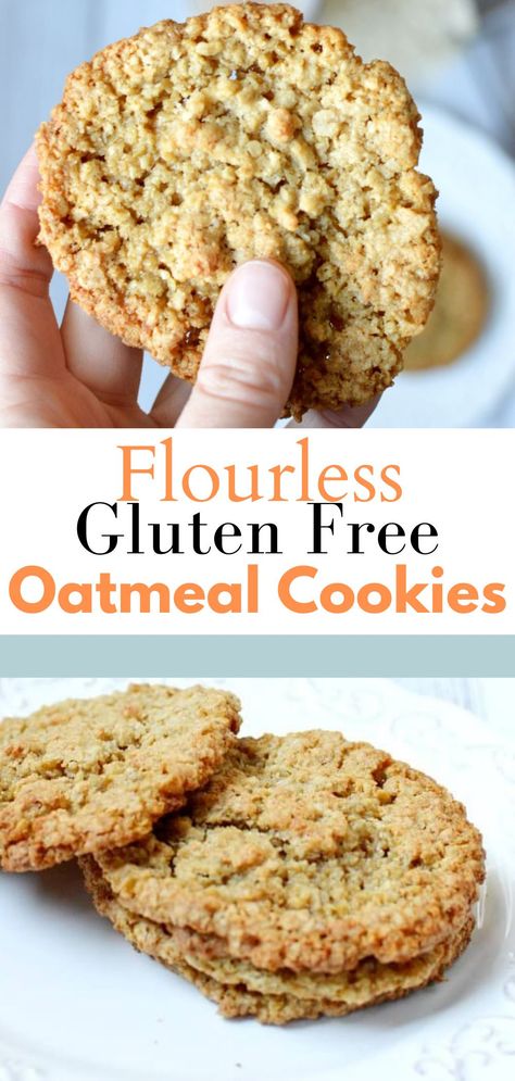 Flourless Oatmeal Cookies Recipes, Simple Healthy Oatmeal Cookies, Healthiest Oatmeal Cookies, Easy Gf Oatmeal Cookies, Oatmeal Flour Cookies Recipes, Low Carb Oatmeal Cookies Recipes, Flat Oatmeal Cookies, Oatmeal Peanut Butter Cookies No Flour, Flour Less Cookies