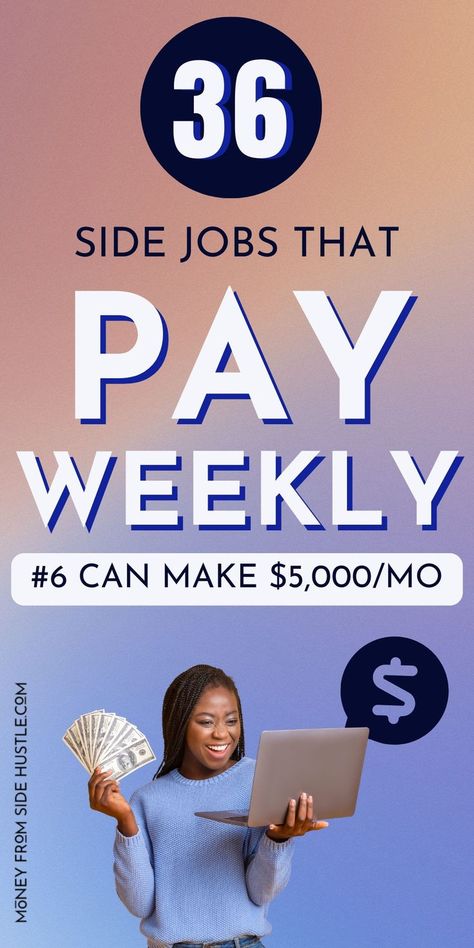 jobs that pay weekly Make 1000 A Week, Website Testing Jobs, Quick Money Online, Make Side Money, Wfh Job, Earn Extra Money Online, Legit Online Jobs, Easy Online Jobs, Entry Level Jobs