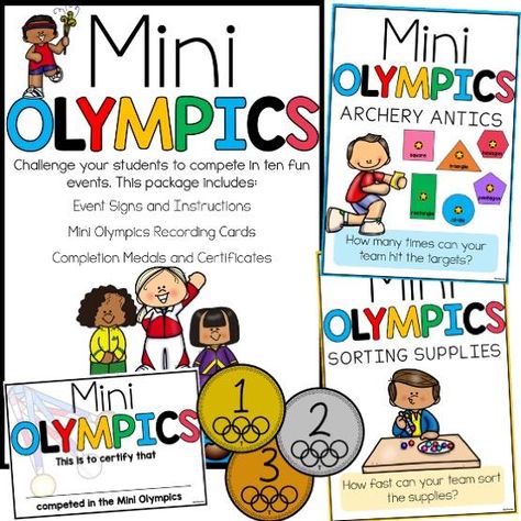 Planning a Mini Olympics for your school? This comprehensive resource has you covered, offering 10 mini-events seamlessly blending literacy, numeracy, fine motor, and gross motor skills. Tailored for Early Years to Year 2, these engaging activities promise a memorable experience.  The package includes eye-catching posters and detailed instructions for each event. We have also included recording sheets, certificates, and medal templates. Mini Olympics, Olympic Archery, Mini Booklet, Pack And Play, Event Sign, Unit Plan, Health Technology, Gross Motor Skills, Numeracy