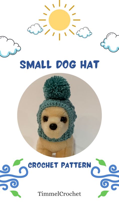 Crochet Dog Hat Free Pattern - TimmelCrochet Dog Beanie Pattern, Crochet Dog Hat Free Pattern, Dog Hat Pattern, Puppy Hat Crochet, Crochet Dog Sweater Free Pattern, Crochet Dog Hat, Beanie Pattern Free, Dog Hats, Dog Beanie