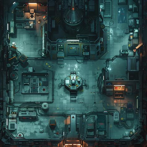 Cyberpunk Lab, Sci Fi Dnd, Scifi Lab, Evil Tower, Cyberpunk Rpg, Shanty Town, Battle Map, Sci Fi Environment, Tabletop Rpg Maps