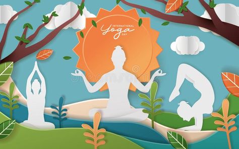 Yoga Day Illustration, Yoga Poster Design, Grandparents Day Activities, Class Tree, Yoga Background, World Yoga Day, Yoga Drawing, School Board Decoration, Yoga Illustration