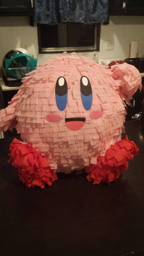 #Kirby Piñata Kirby Piñata Diy, Kirby Pinata, Kirby Birthday Party Ideas For Boys, Kirby Party Decorations, Kirby Birthday, Piñata Ideas, Diy Pinata, Kirby Art, 1st Birthday Themes