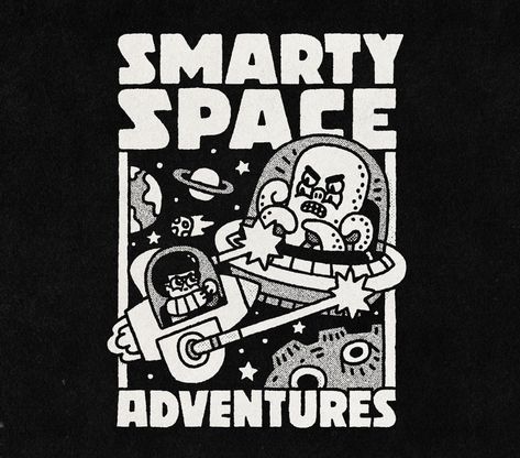 Space Illustration Design, Zhenya Artemjev, Space Graphic Design, Adventure Illustration, Space Adventure, Posca Art, Space Illustration, Adventure Design, Shirt Design Inspiration