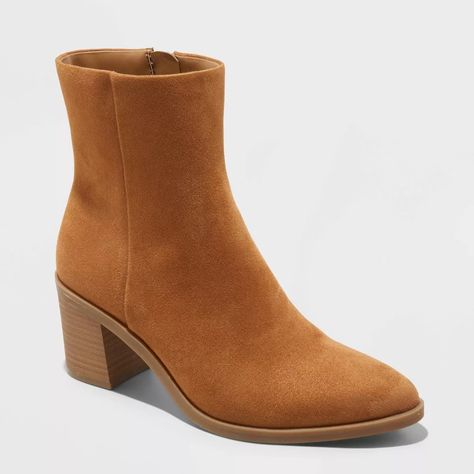 Women's Gayle Western Ankle Boots - Universal Thread™ Tan 10 : Target Beach Socks, Square Toe Ankle Boots, Chelsea Rain Boots, Western Ankle Boots, Brown Suede Boots, Tan Boots, Shoes Boots Ankle, Rubber Boot, Trendy Accessories