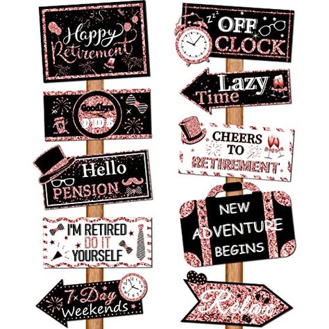 20 Pieces Retirement Party Decorations Happy Retirement banner Sign Directional Retired Yard Sign for Happy Retirement Party Supplies, 10 Styles (Rose Gold, White, Black) Retirement Clock, Happy Retirement Decorations, Happy Retirement Banner, Retirement Party Sign, Retirement Banner, Retirement Decorations, Phrases And Sentences, Retirement Party Decorations, Directional Signs