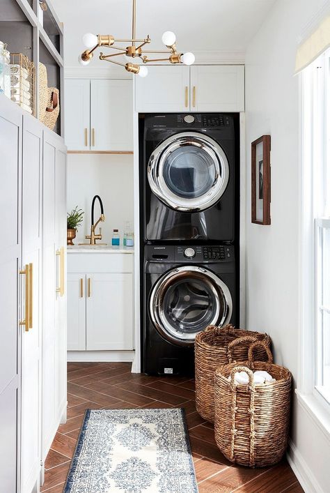 Bathroom Laundry Combo, Laundry Room And Mudroom, Laundry Room Stackable, Mudroom Inspiration, Mudroom Laundry Room Ideas, Laundry Room Inspo, Laundry Room/mudroom, Laundry Room Storage Shelves, Laundry Nook