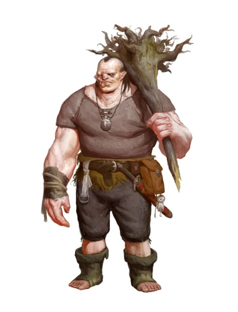 Male Hill Giant Tree Club - Pathfinder 2E PFRPG DND D&D 3.5 5E 5th ed d20 fantasy Hill Giant, Dnd Orc, Pathfinder 2e, Pathfinder Character, Giant Tree, Dnd Monsters, Fantasy Beasts, Fantasy Races, Dungeons And Dragons Homebrew