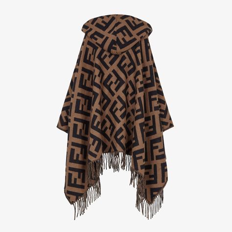 Lv Scarf, Fendi Logo Design, Boys Puffer Jacket, Fendi Store, Cashmere Poncho, Luxury Scarves, Scarf Poncho, Poncho Cape, Black Lace