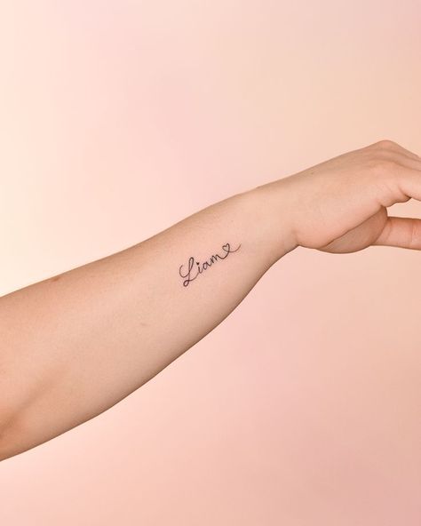 Sons Name Tattoos, Name Tattoos On Arm, Polar Bear Tattoo, Luna Tattoo, Grace Tattoos, Baby Name Tattoos, Tiny Wrist Tattoos, Mom Tattoo Designs, Mother Tattoos