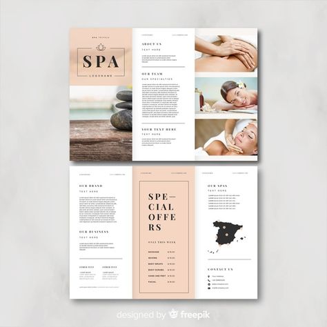 Beauty Brochures, Spa Brochure, Brochure Cover Design, Brochure Design Creative, Brochure Design Layout, Brochure Inspiration, Pamphlet Design, Graphic Design Brochure, Free Brochure Template