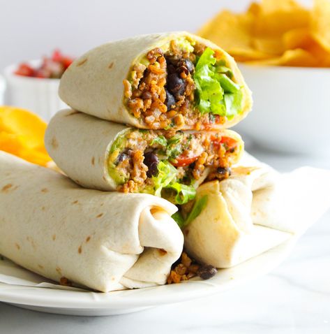 Rice And Bean Burrito, Chia Seed Water, Wraps Recipes, Bean Burritos, Sandwiches Wraps, Mashed Avocado, Delicious Sandwiches, Ground Turkey, Week Meal Plan