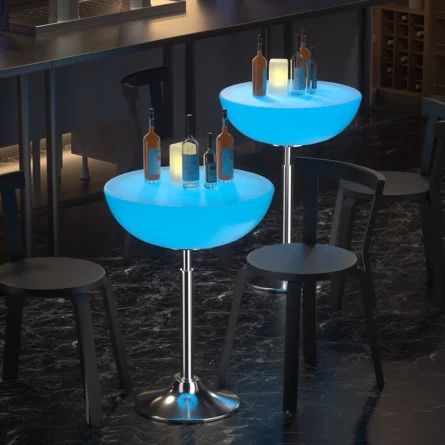 Bar Table And Stools, Colored Led Lights, Sipping Coffee, Led Bar, Drinks Alcohol, Adjustable Height Table, Outdoor Table Settings, Serving Drinks, Mobile Bar