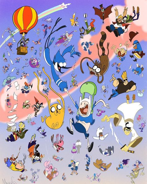 Mason Earwood on Instagram: “Cartoon Network Skyway - - - After nine grueling days of agony, it’s finally done. What started off as a simple roster ballooned into an…” Old Cartoon Network Shows, Cartoon Network Fanart, Cartoon Network Art, Cartoon Network Characters, Old Cartoon Network, Cn Cartoon Network, 2000s Cartoons, Cartoon Network Shows, Nickelodeon Cartoons