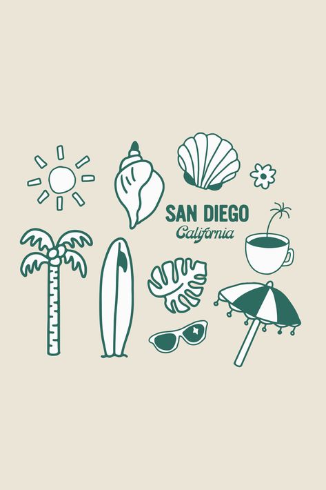 Summer Beach Illustrations Green Widget, Post Edit, Summer Designs, Beach Illustration, Tshirt Printing, Design Stickers, Summer Illustration, Tshirt Printing Design, Printing Design