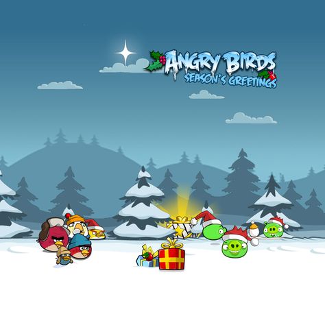 Seasons Greetings! Angry Birds Background, Birds Background, Angry Birds Seasons, Season Background, Angry Birds Cake, Angry Birds Party, Angry Birds Movie, Golden Egg, Art Landscapes