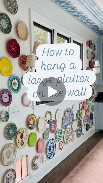 Kristie McGowan on Instagram: "One of the most asked questions I have gotten since sharing I planned to hang my extra large shell platter on the wall is how to hang it. When I bought it I actually didn’t have that figured out yet. So, when I hung it over a month ago I wanted to give it some time to make sure it was super secure before I shared my technique with you.

I am thankful to a follower for recommending this platter hanger. I was a bit intimidated when I first received it because the cords were tangled and I was nervous it wouldn’t support my super heavy platter. Those concerns quickly subsided as soon as I started working with it. It was easy as can be although it did require a bit of manipulation to get it to work for my particular platter - which is asymmetrical and has very thi Silver Platters On Wall, Hanging Plates On Wall, Hang Plates On Wall, Plate Walls, Silver Platters, I Am Thankful, Most Asked Questions, How To Hang, Hanging Plates