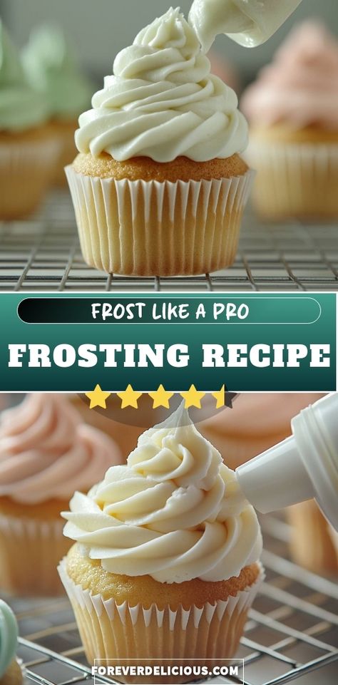 Discover my go-to frosting recipe that will elevate your cupcakes to the next level! Perfect for any occasion, this creamy and smooth frosting is easy to make and exquisite to taste. Watch me pipe the frosting like a professional and impress your friends and family with beautifully decorated treats. Let's get baking! Frosting Recipes Easy Powdered Sugar, Icing For Cupcakes, Buttercream Ganache, Types Of Frosting, Frosting Recipes Easy, Frosting Techniques, Whipped Cream Frosting, Cupcake Icing, Cupcake Frosting