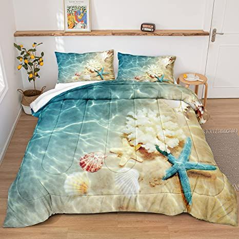 Ocean Bedding, Coastal Bedding Sets, Beach Comforter, Teal Comforter, Teal Duvet, Beach Bedding Sets, Blue Room Decor, Blue Comforter Sets, Coastal Bedding