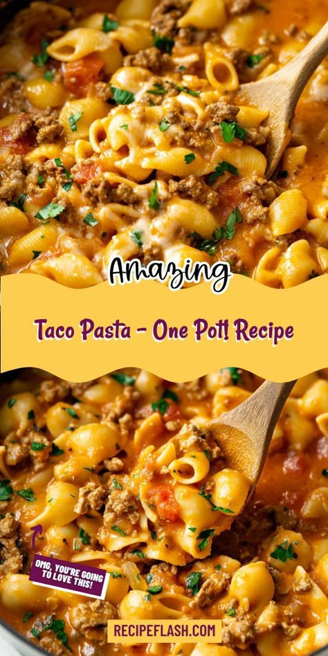 Want a fun twist on traditional tacos? This Taco Pasta – One Pot! recipe brings together the best of both worlds in one delicious dish! It’s a simple, satisfying meal that your family will request again and again. Be sure to save it in your Ground Beef Recipes for future meals! Meals With Taco Meat Ground Beef, Simple One Pot Recipes, Taco Pasta Soup Ground Beef, Best Ground Beef Recipes For Dinner Main Dishes, Ground Beef Tex Mex Recipes, Ground Beef Taco Pasta Recipes, Ground Beef Dinner Recipes Easy, Ground Beef With Pasta Recipes, Ground Beef And Ground Pork Recipes