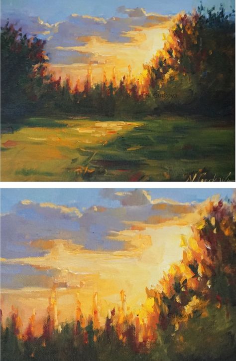 Trees Artwork, Sunset Landscape Painting, Tree Oil Painting, Wall Art On Canvas, Painting Sunset, Modern Impressionism, Tree Artwork, Flower Painting Canvas, Still Life Oil Painting