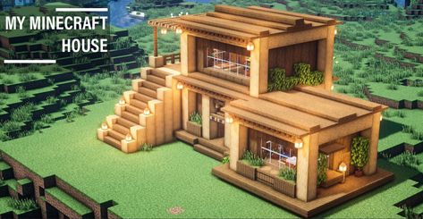 Hello everyone, have a nice day. I am the Channel My Minecraft House. yesterday, I just completed a wooden house and have a video tutorial for those who want to build it. Please rate it from your point of view 🥰🥰🥰 Minecraft Wooden House, Minecraft House Tutorial, Minecraft Home, Cute Minecraft, Construction Minecraft, Survival House, Case Minecraft, Minecraft Houses Survival, Minecraft Mansion