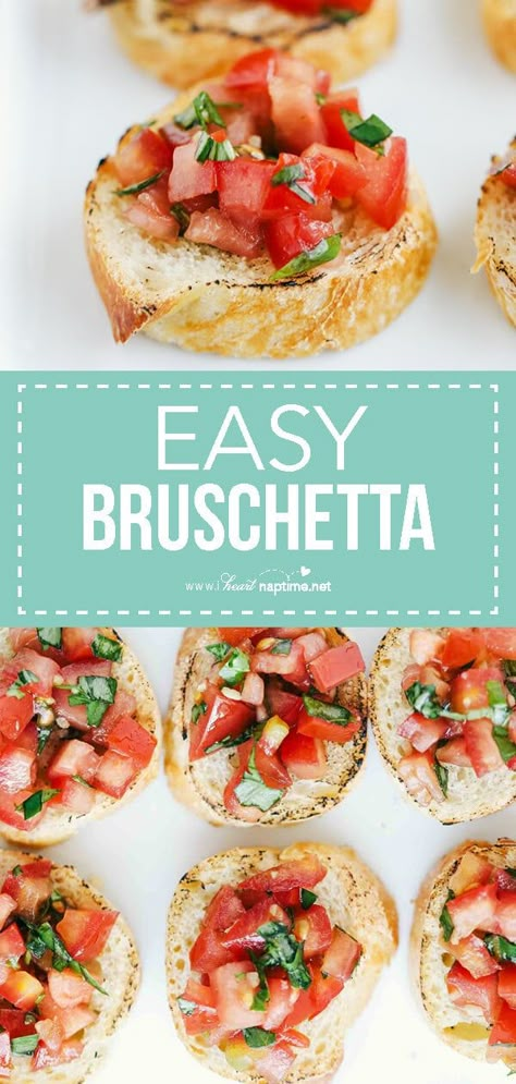 Toasted Baguette Slices, Easy Bruschetta Recipe, Bruschetta Recipes, Homemade Bruschetta, Baguette Slices, Easy Bruschetta, Toasted Baguette, Fresh Recipe, I Heart Naptime