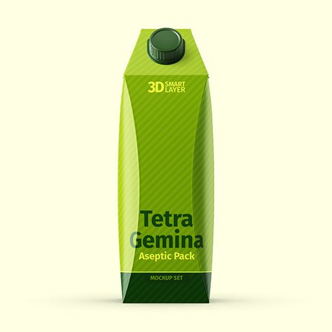 Tetra Pak. Gemina Pack (1L) Mockup Set :: Behance Color Photoshop, Tetra Pak, Mock Ups, Graphic Design Branding, Mockup Psd, Psd Files, Free Design Resources, Design Branding, Product Design