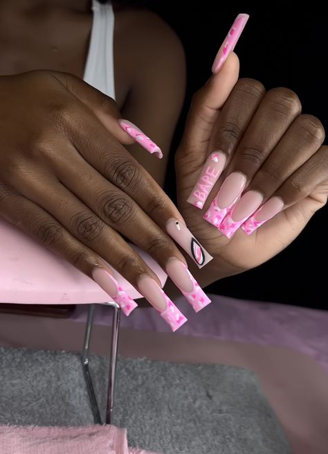 Aclyric Nails, Croc Pink Nails, Pink 3d Croc Nails, Crocidle Pink Nails, Y2k Nails Acrylic Long Pink, Long Pink Acrylic Nails With Charms, Hello Kitty Accessories, Bath And Body Works Perfume, Long Square Acrylic Nails