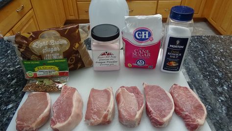 Cured Pork Chops, Cooking Smoked Pork Chops, Rack Of Pork Smoked, Brine For Smoked Pork Chops, Smoked Pork Loin Electric Smoker, Traeger Smoked Pork Butts, Smoked Pork Chops, Curing Salt, Pork Leg