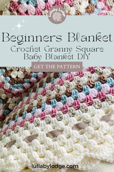 Discover the perfect granny square baby blanket pattern for beginners. This charming and timeless design is quick and easy to make, creating a cozy and beautiful blanket for your little one. Follow the step-by-step instructions to craft a heartfelt handmade gift. Pretty Crochet Squares, Baby Granny Square Blanket Free Pattern, Crochet Easy Granny Square Free Pattern, Crochet Baby Blanket Free Pattern Granny Squares, Single Granny Square Blanket, Granny Square Baby Blanket Free Pattern, Pretty Granny Squares, Crochet Granny Square Blanket Baby, Perfect Granny Square