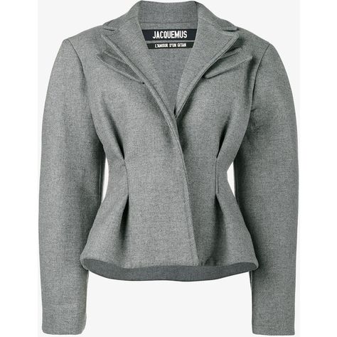 Jacquemus Tailored Jacket With Oversized Shoulders ($997) ❤ liked on Polyvore featuring outerwear, jackets, grey, gray jacket, long sleeve jacket, grey jacket, tailored jacket and jacquemus Cool Coats, Structured Jacket, Future Clothes, Grey Jacket, Blazer Set, Wool Blend Jacket, Casual Chic Outfit, Women Sleeve, Sleeve Jacket