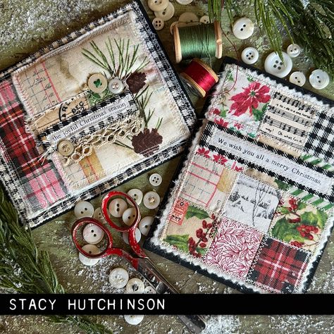 Eclectic Elements Holidays Past | Tim Holtz Tim Holtz Yuletide Cards, Tim Holtz Christmas Cards 2022, Festive Overlay Tim Holtz, Tim Holtz Eclectic Elements Fabric, Tim Holtz Fabric, Tim Holtz Vault Series Christmas 2021, Christmas Journal, Fabric Journals, Christmas Sewing