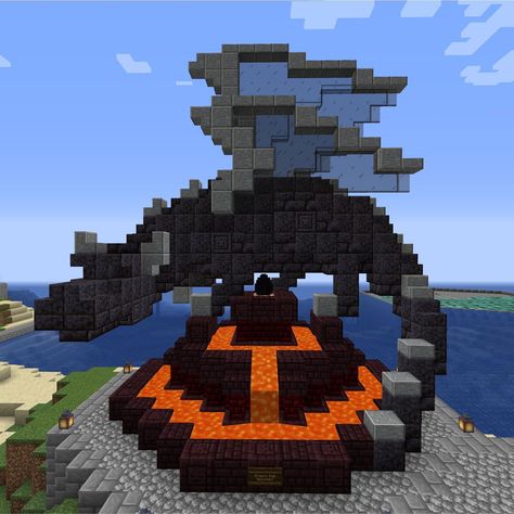 Ender Dragon Minecraft Build, Minecraft Monument, Minecraft Monuments, Minecraft Statue, Minecraft Ender Dragon, Minecraft Statues, Ender Dragon, Bangunan Minecraft, Minecraft Castle