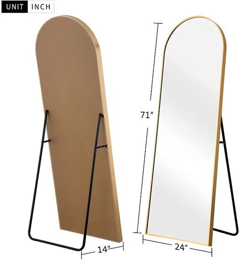 Bedroom Mirror Standing or Leaning Against Wall Aluminum Alloy Frame Dressing Mirror, Gold Large Bedroom Mirror, Arched Full Length Mirror, Leaning Against Wall, Modern Floor Mirrors, Mirror Standing, Mirror Floor, Floor Standing Mirror, Full Length Floor Mirror, Framed Mirrors