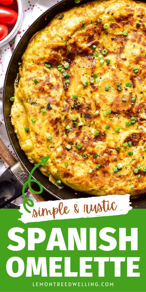 This Spanish Omelette is simple, rustic, and so delicious! It's made with just a handful of ingredients and makes a delicious addition to any meal! Spanish Omelette Recipe, Canned Sardines, Spanish Tortilla, Faux Iron, Spanish Omelette, Eggs Recipes, Potatoes Onions, Amazing Breakfast, Egg Fast