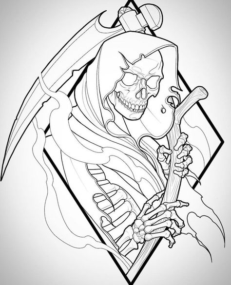 ohlatpz Intricate Pen Drawings, Flash Art Tattoos, Grim Reaper Drawing, Reaper Drawing, 천사와 악마, Grim Reaper Tattoo, Reaper Tattoo, Graffiti Tattoo, Tattoo Zeichnungen