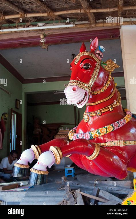 Download this stock image: Wooden horse Kuthirai vahanam at Karaikudi in Tamil Nadu ; India - ET0A4R from Alamy's library of millions of high resolution stock photos, illustrations and vectors. Kuthirai Image, Wooden Horse, Painted Chairs, Tamil Nadu, Your Image, Orchids, Photo Image, High Resolution, Stock Images