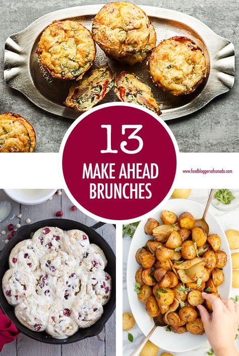 Make Ahead Brunch Recipes | Food Bloggers of Canada  Enjoy your brunch party by doing some meal planning and meal prep and using these make ahead brunch recipes  #holidayentertaining #brunch #mealplanning #FoodBloggersofCanada Make Ahead Brunch Recipes, Brunch Sides, Make Ahead Brunch, Brunch Desserts, Fall Brunch, Easy Brunch Recipes, Champagne Brunch, Healthy Brunch, Vegan Brunch