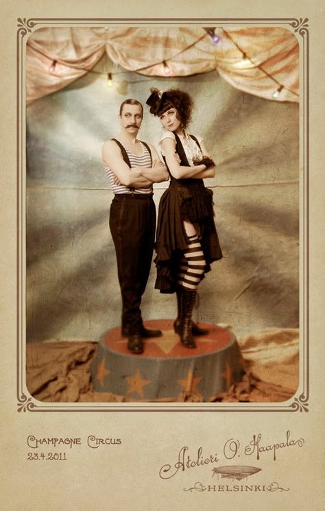 With Love from the Circus Circus Couple, James And The Giant Peach Costume, Steampunk Circus, Carnival Booths, Disney Dapper Day, Stag And Doe, Victorian Photography, Dark Circus, Painted Backdrops