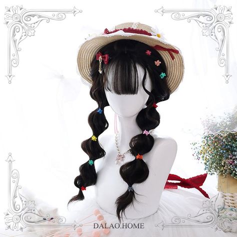 Harajuku Wigs, Double Ponytail, Kawaii Wigs, Cosplay Hair, Kawaii Hairstyles, Brown Wig, Anime Hair, Hair Reference, How To Draw Hair