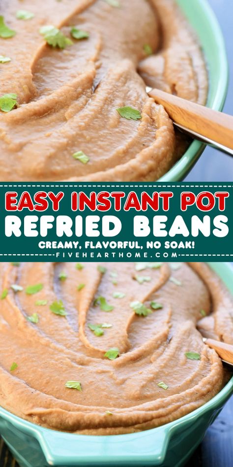 Instant Pot Refried Beans are creamy, flavorful, and effortless to make in the pressure cooker, with no soaking required. This homemade refried beans recipe is the perfect side dish for all of your favorite Mexican food. You'll never wonder how to make refried beans again! Restaurant Style Refried Beans, Instant Pot Refried Beans Recipe, Instant Pot Refried Beans, Make Refried Beans, Homemade Refried Beans, Refried Beans Recipe, Homemade Beans, Best Guacamole Recipe, Side Dish Recipes Easy