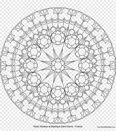 Notre Dame Rose Window Tattoo, Gothic Window Pattern, Gothic Rose Window, Rose Window Gothic Architecture, Stained Glass Rose Pink, Watercolor Mandala, Geometric Rose, Gothic Pattern, Window Stained